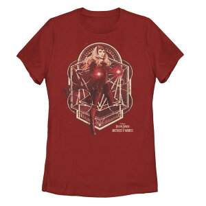 �A�j���L�����N�^�[ ���f�B�[�X �g�b�v�X T�V���c Licensed Character Juniors' Marvel Doctor Strange in the Multiverse of Madness Wanda Magic Hero Pose Tee Red ���b�h