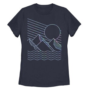 �A���u�����f�b�h ���f�B�[�X �g�b�v�X T�V���c �O���t�B�b�N Unbranded Juniors' Holographic Sun Waves And Mountains Tee Navy �l�C�r�[