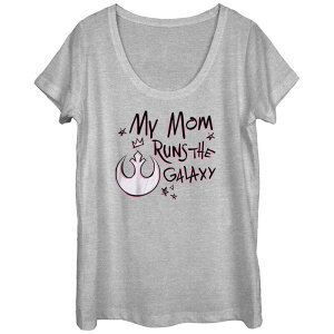 �A�j���L�����N�^�[ ���f�B�[�X �g�b�v�X T�V���c ���S �O���t�B�b�N Licensed Character Juniors' Star Wars My Mom Runs The Galaxy Pink Rebelogo Scoop Neck Graphic Tee Athletic Heather �w�U�[