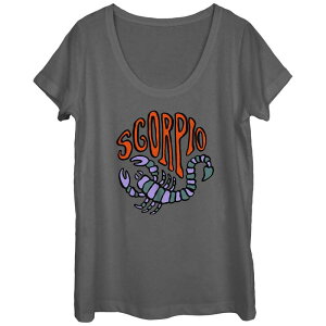 �A�j���L�����N�^�[ ���f�B�[�X �g�b�v�X T�V���c �O���t�B�b�N Licensed Character Juniors' Signs of the Zodiac Scorpio Scoop Neck Graphic Tee Charcoal �`���R�[��