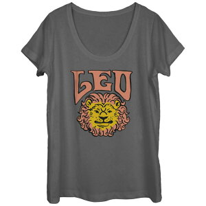 �A�j���L�����N�^�[ ���f�B�[�X �g�b�v�X T�V���c �O���t�B�b�N Licensed Character Juniors' Signs of the Zodiac Leo Scoop Neck Graphic Tee Charcoal �`���R�[��