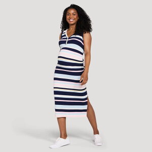 �}�U�[�t�b�h ���f�B�[�X �g�b�v�X �����s�[�X �~�f�B �}�^�j�e�B Maternity Motherhood Henley Tank Midi Dress Multi Stripe �}���`�J���[