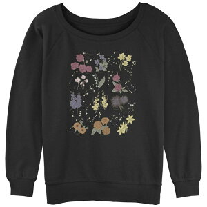�A�j���L�����N�^�[ ���f�B�[�X �g�b�v�X T�V���c �p�C�� Licensed Character Juniors' Flower Informational Chart Slouchy Terry Black �u���b�N