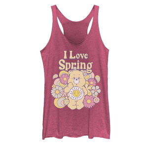 �A�j���L�����N�^�[ ���f�B�[�X �g�b�v�X T�V���c Licensed Character Juniors' Care Bears Funshine Bear Spring of Love Racerback Tank Topink Heather �w�U�[