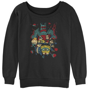 �j�R���f�I�� ���f�B�[�X �g�b�v�X T�V���c �p���c �p�C�� �O���t�B�b�N Nickelodeon Juniors' SpongeBob SquarePants Heroes League Slouchy Terry Graphic Pullover Black �u���b�N