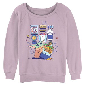 �X�^�[ �E�H�[�Y ���f�B�[�X �g�b�v�X T�V���c �p�C�� Star Wars Juniors' The Child Snacks Time Long Sleeve Slouchy Terry Pullover Lavender ���x���_�[