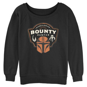 �X�^�[ �E�H�[�Y ���f�B�[�X �g�b�v�X T�V���c �p�C�� Star Wars Juniors' Mandalorian Bounty Hunter Long Sleeve Slouchy Terry Pullover Black �u���b�N