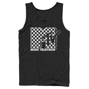 �A�j���L�����N�^�[ ���f�B�[�X �g�b�v�X T�V���c ���S Licensed Character Men's MTV Checkered Logo Tank Top Black �u���b�N