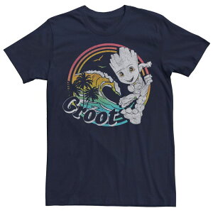 �A�j���L�����N�^�[ ���f�B�[�X �g�b�v�X T�V���c Licensed Character Men's Marvel Beach Groot Comic Tee Navy �l�C�r�[