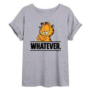 �A�j���L�����N�^�[ ���f�B�[�X �g�b�v�X T�V���c Licensed Character Juniors' Garfield Whatever Oversized Tee Grey �O���[