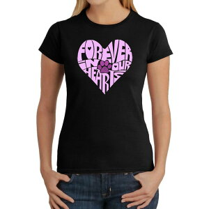 �G���G�[�|�b�v�A�[�g ���f�B�[�X �g�b�v�X T�V���c LA Pop Art Forever In Our Hearts - Women's Word Art-shirt Black �u���b�N