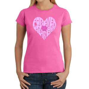 �G���G�[�|�b�v�A�[�g ���f�B�[�X �g�b�v�X T�V���c LA Pop Art Forever In Our Hearts - Women's Word Art-shirt Pink �s���N