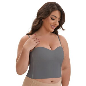 �C���X�p�C�A �V�b�N ���f�B�[�X �g�b�v�X T�V���c �X�����t�B�b�g INSPIRE CHIC Women's Adjustable Spaghetti Straps Wireless Padded Camisole Slim Fit Sweetheart Neck Solid Tank Top Gray �O���[