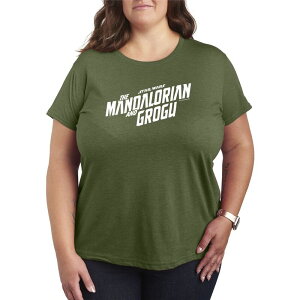�X�^�[ �E�H�[�Y ���f�B�[�X �g�b�v�X T�V���c �v���X�T�C�Y ���S �O���t�B�b�N Plusize Star Wars The Mandalorian & Grogu Logo Graphic Tee Burnt Olive �I���[�u