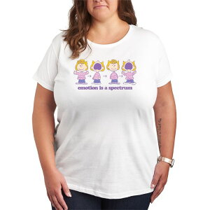 �A�j���L�����N�^�[ ���f�B�[�X �g�b�v�X T�V���c �v���X�T�C�Y �O���t�B�b�N Licensed Character Plusize Peanuts Emotion Is A Spectrum Graphic Tee White �z���C�g