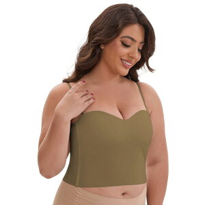 �C���X�p�C�A �V�b�N ���f�B�[�X �g�b�v�X T�V���c �X�����t�B�b�g INSPIRE CHIC Women's Adjustable Spaghetti Straps Wireless Padded Camisole Slim Fit Sweetheart Neck Solid Tank Top Brown �u���E��