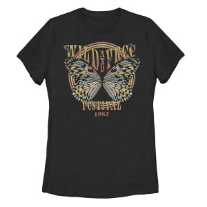 �A���u�����f�b�h ���f�B�[�X �g�b�v�X T�V���c Unbranded Juniors' Wild And Free Festival Butterfly Boyfriend Tee Black �u���b�N