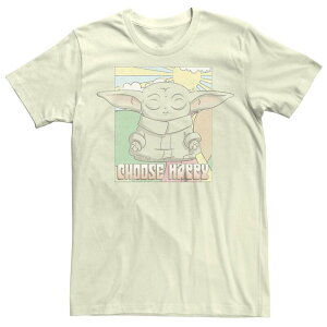 �A�j���L�����N�^�[ ���f�B�[�X �g�b�v�X T�V���c Licensed Character Juniors' Star Wars The Mandalorian Grogu Choose Happy Sunshine Box Boyfriend Tee Natural