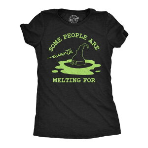 �N���C�W�[�h�b�O T�V���c ���f�B�[�X �g�b�v�X Crazy Dog T-Shirts Womensome People are Worth Melting for T Shirt Funny Halloween Shirt Witchy Tee for Ladies Heather Black �u���b�N