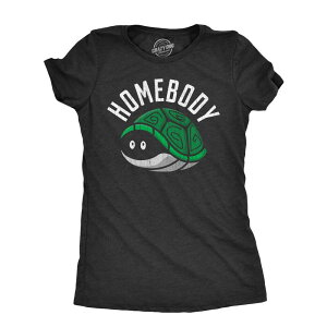�N���C�W�[�h�b�O T�V���c ���f�B�[�X �g�b�v�X Crazy Dog T-Shirts Womens Homebody T Shirt Funny Introverted Turtle Shell Joke Tee for Ladies Heather Black �u���b�N