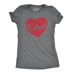 �N���C�W�[�h�b�O T�V���c ���f�B�[�X �g�b�v�X �O���t�B�b�N Crazy Dog T-Shirts Womens Xoxo Script Heart Cute Valentines Day Graphic Tee for Ladies Funny Saying Dark Heather Grey �O���[