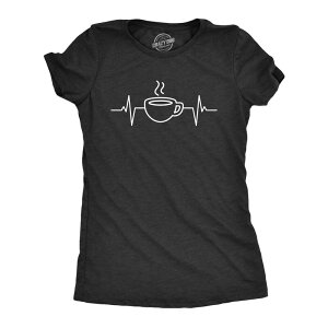 �N���C�W�[�h�b�O T�V���c ���f�B�[�X �g�b�v�X Crazy Dog T-Shirts Womens Coffee Heart Beat Shirt Funny Cool Caffeine Lovers Cup Tee for Ladies Heather Black �u���b�N
