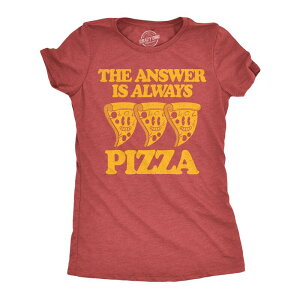 �N���C�W�[�h�b�O T�V���c ���f�B�[�X �g�b�v�X �O���t�B�b�N Crazy Dog T-Shirts Womens Funny T Shirts The Answer Is Always Pizza Sarcastic Graphic Novelty Tee for Ladies Heathered �w�U�[