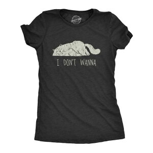 �N���C�W�[�h�b�O T�V���c ���f�B�[�X �g�b�v�X �O���t�B�b�N Crazy Dog T-Shirts Womens I Don't Wanna T Shirt Funny Lazy Sleepy Cat Novelty Graphic Tee for Ladies Heather Black �u���b�N