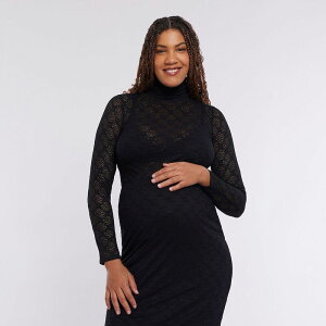 �}�U�[�t�b�h ���f�B�[�X �g�b�v�X �V���c �^�[�g���l�b�N �}�^�j�e�B Maternity Motherhood Turtleneck Long Sleeve Top Black Lace �u���b�N