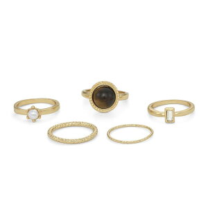 �G���o���[ ���f�B�[�X �A�N�Z�T���[ �����O Emberly 5-Piece Gold Tone Mixed Ring Set Multi �}���`�J���[