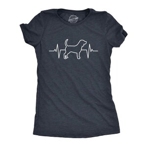 �N���C�W�[�h�b�O T�V���c ���f�B�[�X �g�b�v�X Crazy Dog T-Shirts Womens Dog Heart Beat Shirt Funny Cool Puppy Pet Lover Pulse Tee for Ladies Heather Navy �w�U�[