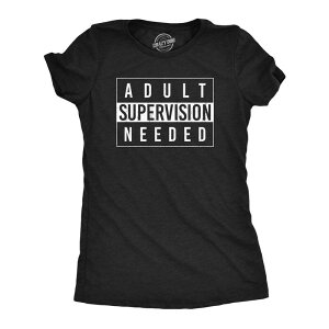 �N���C�W�[�h�b�O T�V���c ���f�B�[�X �g�b�v�X �O���t�B�b�N Crazy Dog T-Shirts Womens Adult Supervisioneeded T Shirt Funny Sarcastic Warning Label Joke Graphic Tee for Ladies Heather Black �u���b�N