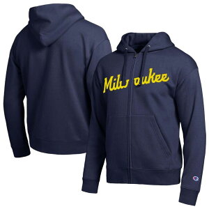 �`�����s�I�� �����Y �g�b�v�X T�V���c �p�[�J�[ Men's Champion Milwaukee Brewers Navy All-Star Wordmark Full-Zip Hoodie Brw Navy �l�C�r�[