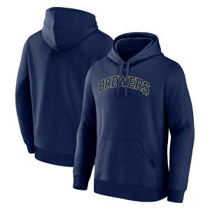 ���S�A�X���`�b�N �����Y �g�b�v�X T�V���c �p�[�J�[ Men's Logo Athletic Navy Milwaukee Brewers Wordmark Hoodie Brw Navy �l�C�r�[