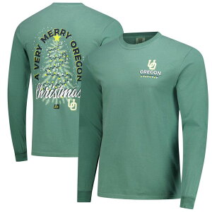 �C���[�W���� �����Y �g�b�v�X T�V���c Image One Men's Green Oregon Ducks Comfort Colors Merry Christmas Tree Long Sleeve T-Shirt Uoo Green �O���[��