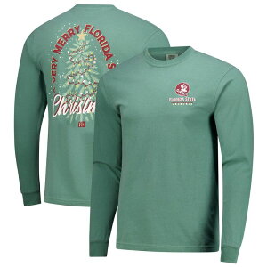 �C���[�W���� �����Y �g�b�v�X T�V���c Image One Men's Green Florida State Seminoles Comfort Colors Merry Christmas Tree Long Sleeve T-Shirt Fsu Green �O���[��