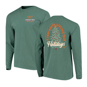 �C���[�W���� �����Y �g�b�v�X T�V���c Image One Men's Green Virginia Techokies Comfort Colors Merry Christmas Tree Long Sleeve T-Shirt Vat Green �O���[��