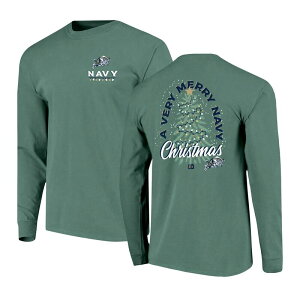 �C���[�W���� �����Y �g�b�v�X T�V���c Image One Men's Gree navy Midshipmen Comfort Colors Merry Christmas Tree Long Sleeve T-Shirt Nvy Green �O���[��