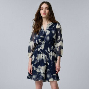 ���F���E�H�� ���f�B�[�X �g�b�v�X �����s�[�X �V���[�����O Women'simply Vera Wang Smocked Waist Short Dress Navy Petal Rays �l�C�r�[