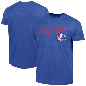 �`�����s�I�� �����Y �g�b�v�X T�V���c Men's Champion Blue Montreal Expos Cooperstown Wordmark Lockup Tri-Blend T-Shirt Mlblue �u���[