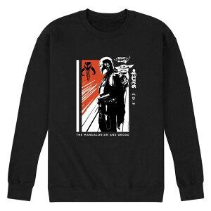�A�j���L�����N�^�[ �����Y �g�b�v�X T�V���c �X�E�F�b�g �t���[�X Licensed Character Men's The Mandalorian & Grogu Fleece Sweatshirt Black �u���b�N