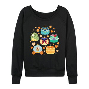 �A�j���L�����N�^�[ ���f�B�[�X �g�b�v�X T�V���c �p�C�� Licensed Character Women's Disney Princess Halloween Pumpkin Grid French Terry Long Sleeve Tee Black �u���b�N