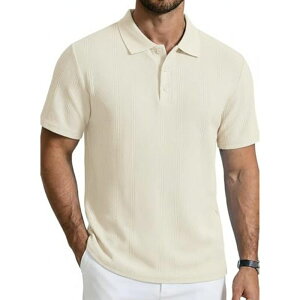 �N�[�t�@���f�B �����Y �g�b�v�X T�V���c ���B���e�[�W �|���V���c �j�b�g COOFANDY Mens Knit Polo Shirtshort Sleeve Vintage Textu red Casual Button Polo Shirt Fashion Golf Light Khaki �J�[�L