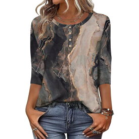 ジーグー レディース トップス Tシャツ クルーネック ブラウス Zeagoo Women s 3 4 Sleeve Crew Neck T Shirts, Business Dressy Blouses for Spring Vacation Outfits Dark Gray Gold グレー