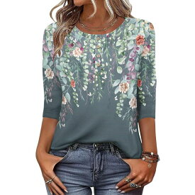 ジーグー レディース トップス Tシャツ クルーネック ブラウス Zeagoo Women s 3 4 Sleeve Crew Neck T Shirts, Business Dressy Blouses for Spring Vacation Outfits Grey グレー