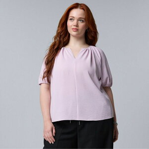 ���F���E�H�� ���f�B�[�X �g�b�v�X �V���c �v���X�T�C�Y �u���E�X Plusize Simply Vera Wang Shir red Blouse Lilac Jade ���C���b�N