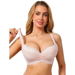 �C���X�p�C�A �V�b�N ���f�B�[�X �A���_�[�E�F�A �u���W���[ ���[�X INSPIRE CHIC Women's Lace Underwire Bra Full Coverage Lightly Padded Push Up Supportive Lingerie Beige �x�[�W��