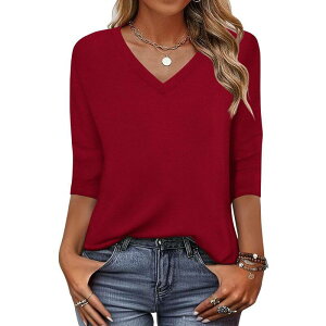 �W�[�O�[ ���f�B�[�X �g�b�v�X T�V���c �t�����[�� �u���E�X �t�����[ Zeagoo Women's 3/4 Sleeve Floral Blouses, Fashion Summer Business Work Dresshirts Red ���b�h