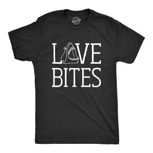�N���C�W�[�h�b�O T�V���c �����Y �g�b�v�X Crazy Dog T-Shirts Mens Love Bites Funny Shark Dating Relationship Valentine's Day T shirt Heather Black �u���b�N