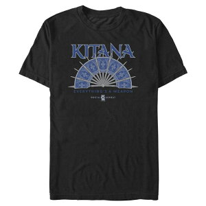 �A�j���L�����N�^�[ �����Y �g�b�v�X T�V���c �O���t�B�b�N Licensed Character Men's Mortal Kombat II Kitana's Deadly Fan Graphic Tee Black �u���b�N